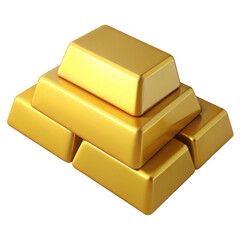 3d realistic gold bars stack isolated on transparent background