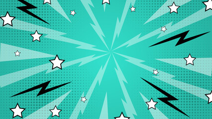 Teal background with stars, lightning bolts, and dotted pattern. Suitable for website backgrounds, social media graphics, or futuristic design projects.