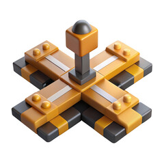 3d abstract orange and gray geometric block structure isolated on transparent background