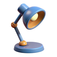 3d cartoon desk lamp blue and orange isolated on transparent background