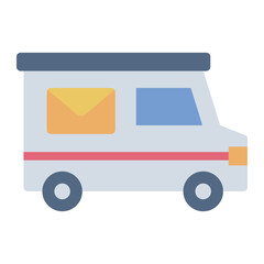 Fototapeta premium mail truck flat icon for transporting post and parcel