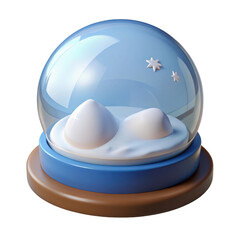 3d render of a cute winter snow globe isolated on transparent background