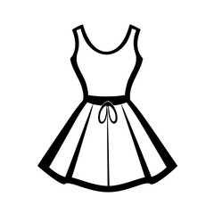 Sleeveless dress icon with tied waistband representing women’s casual wear and summer outfit