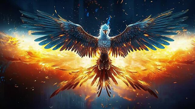 phoenix in Delfts Blauw realistis and slow,ai generative