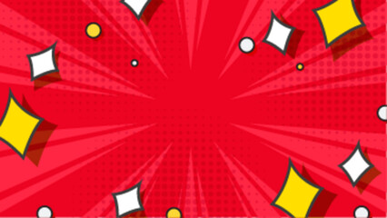 Red comic book background with stars, suitable for superhero themes, children's designs, or pop art projects.