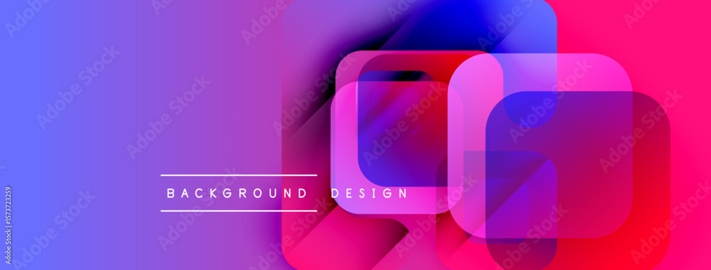 Poster abstract gradient background. overlapping squares create dynamic visual effect. blue transitions to 