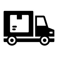 delivery truck glyph icon for transporting packages and mail