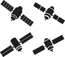 Detailed silhouette of a satellite orbiting earth in outer space