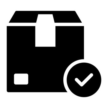 delivery package glyph icon for mailed box confirmation