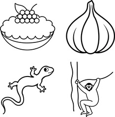 Garlic Pie Lizard and Cat Doodle Vector Collection
