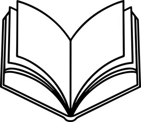 Open Book black outline vector and illustration, coloring book page