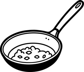 Frying pan black outline vector and illustration, coloring book page