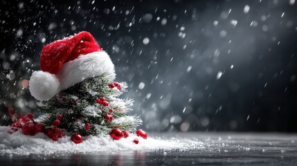 Festive Christmas tree in snow (2)