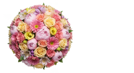 Isolated Transparent Background Bouquet Featuring Colorful Blossoms
