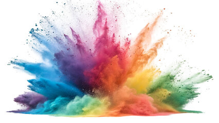 Colorful powder explosion background abstract holi paint burst splash vibrant rainbow dust smoke effect art 100 isolated on transparent white background png