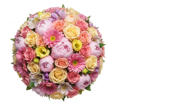 Isolated Transparent Background Bouquet Featuring Colorful Blossoms