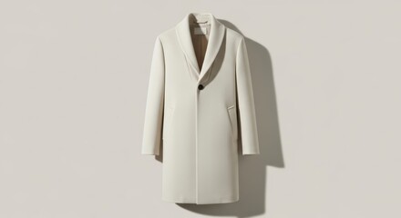 Elegant Cream Coat Displayed on a Plain Background Showcasing Modern Fashion Design and Minimalism