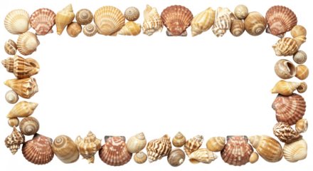Frame Of Seashells With Texture Background Transparent Design Rectangle