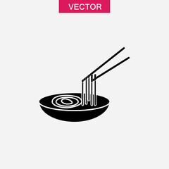 noodles icon isolated sign symbol vector, flat black simple illustration for web and app..eps