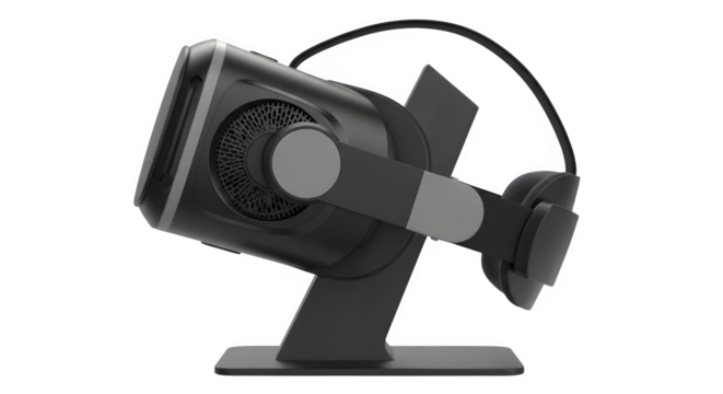 Vr headset virtual reality gaming device augmented reality headset for immersive gaming experience design render on transparent background