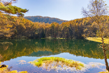 日本の風景・秋　長野県奥蓼科　紅葉の御射鹿池