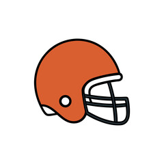 American football helmet for sports gear and coloring book design Line Art Vector Illustration