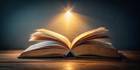Naklejka premium A single open book with a subtle glow on the cover