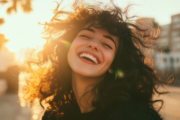 oung Woman with Radiating Timeless Beauty. Digital Background