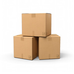 Fototapeta premium Three cardboard boxes stacked on top of each other.