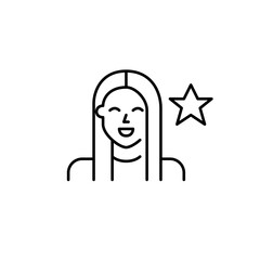 Young woman and star. Favorite user, VIP person. Pixel perfect, editable stroke vector icon