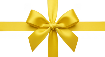Golden Bow and Ribbon on Transparent Background for Gift Decoration