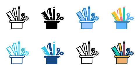 Stationery icon set multiple style collection 
