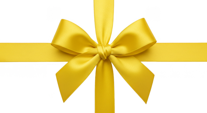 Golden Bow and Ribbon on Transparent Background for Gift Decoration