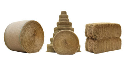 Hay bales round square and pyramid shapes agriculture farm feed livestock rural countryside harvest 100 on transparent background