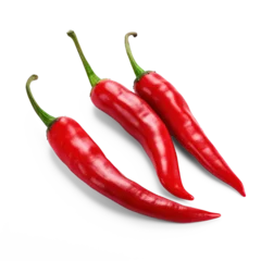 Gardinen Three red hot chili peppers on a transparent background © Von