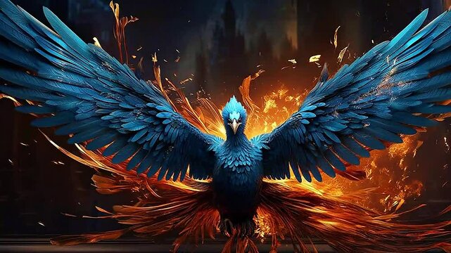 phoenix in Delfts Blauw realistis and slow,ai generative