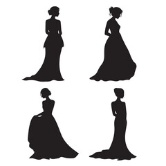 bridal silhouette set, Black & White silhouette set