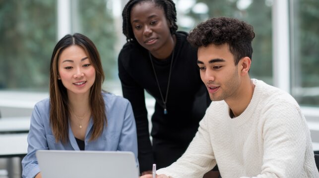 Group collaboration among students university campus educational content indoor environment engaging perspective
