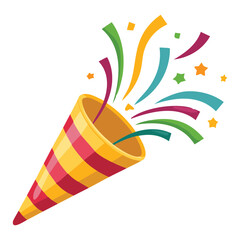 Exploding Party Horn with Colorful Confetti and Stars
