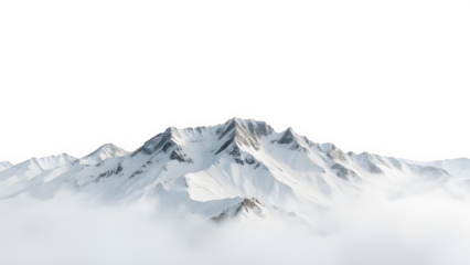 white snow hills and mountains landscape isolated on white or transparent png. Generated with AI

