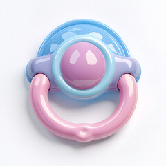 Realistic Pastel Baby Pacifier with Rubber Handle and Gentle Design