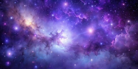 Fototapeta premium Deep space galaxy background with stars and nebulas in purple hues