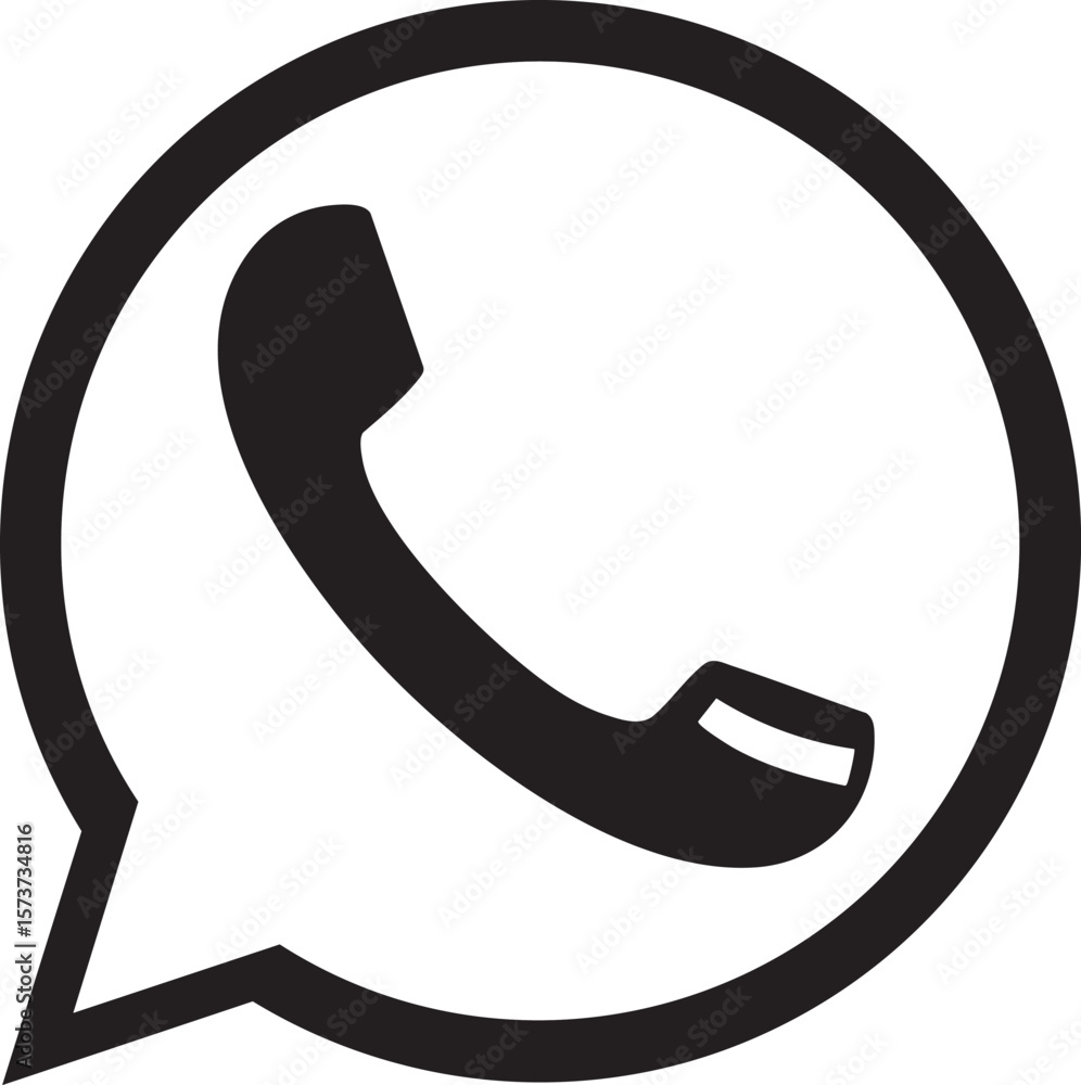 Poster black telephone receiver icon inside a speech bubble isolated on transparent background