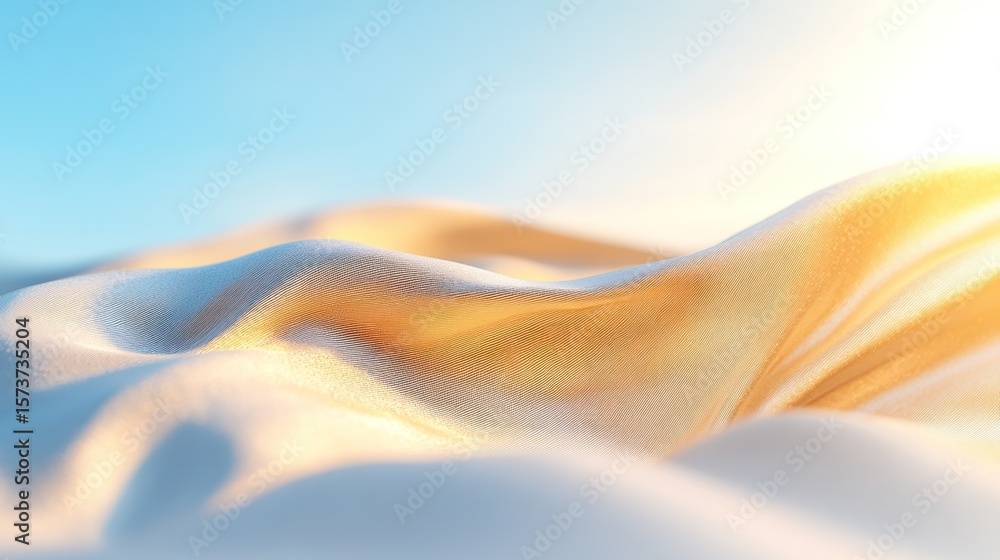 Poster soft waves of fabric under sunlight, creating a serene and tranquil atmosphere reminiscent of peacef