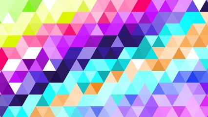 Fototapeta premium Geometric Rainbow Mosaic: A vibrant and visually captivating abstract mosaic created using a kaleidoscope of colorful geometric triangles, creating a dynamic display of art. 