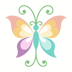 Obraz premium colorful butterfly and flower wrought iron design