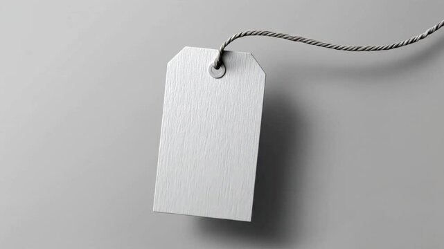 Blank Label Tag with Hanging String on a Neutral Background