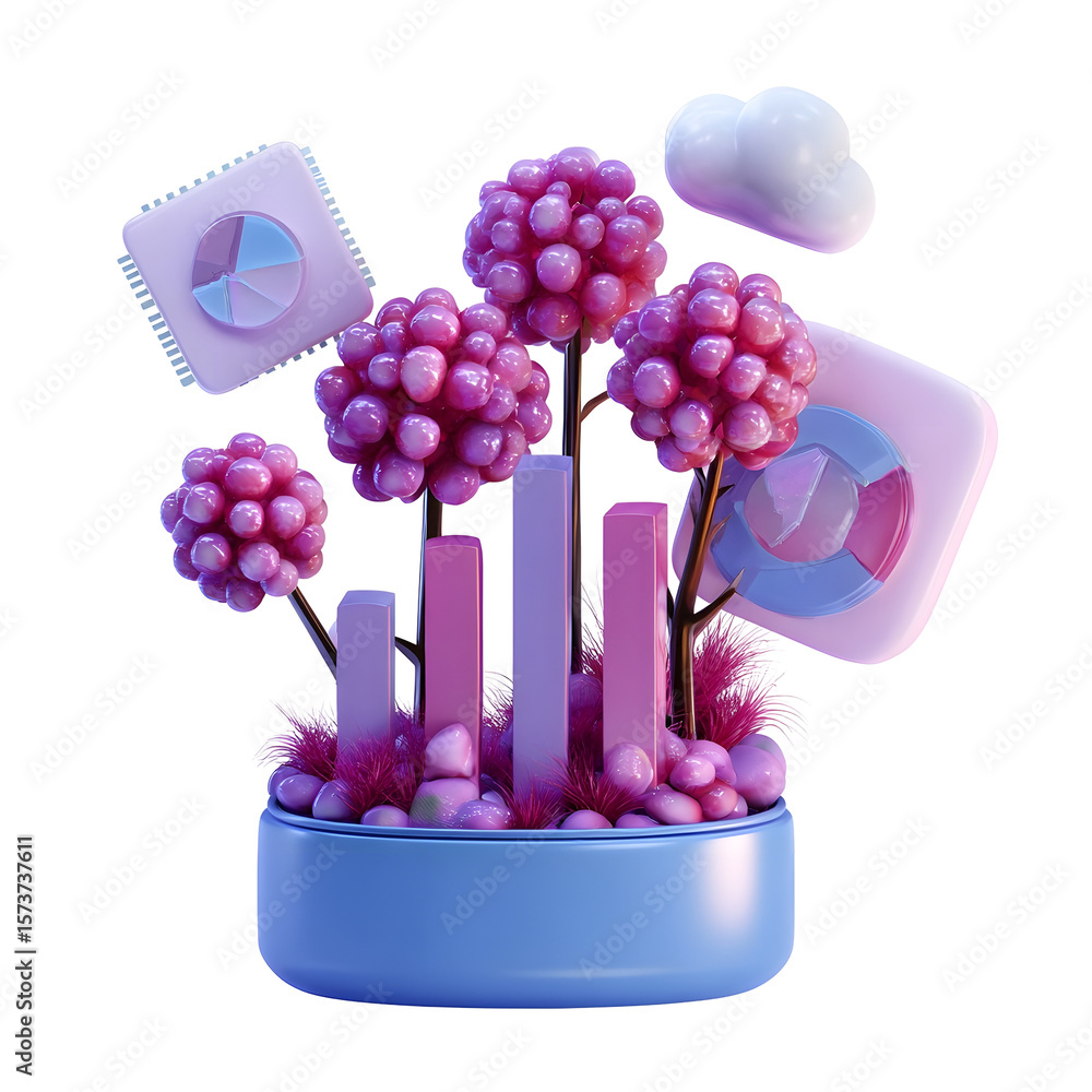 Poster an abstract stylized digital depicting a conceptual fusion of technology data visualization and orga