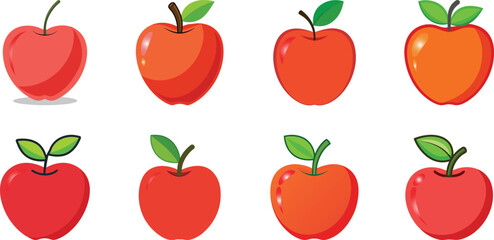 Apple Flat Illustration Minimalist Fruit Vector Design