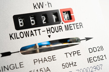 Electric measuring power meter for energy cost at home and office.